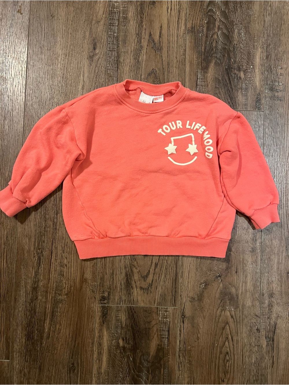 Zara Coral Pink Kids Sweatshirt with Star Smile Graphic
